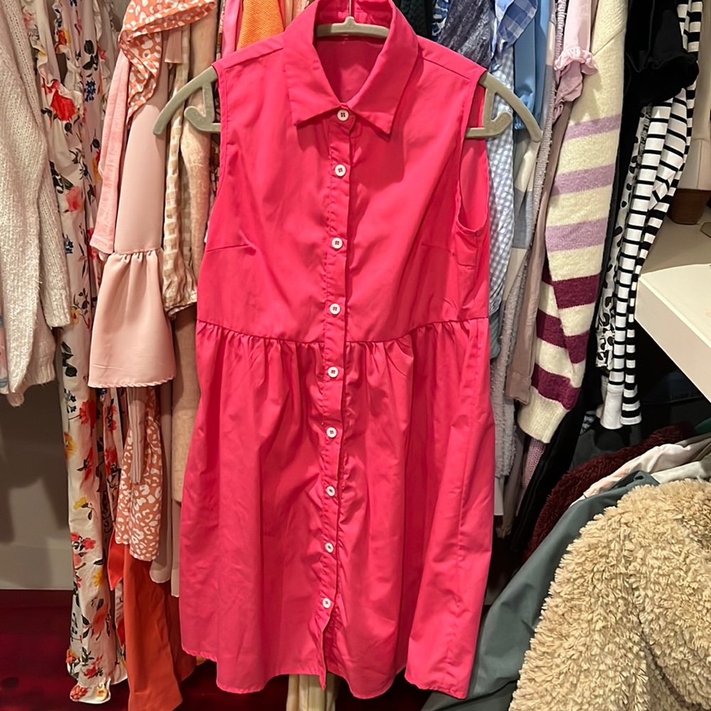 Pink button down dress